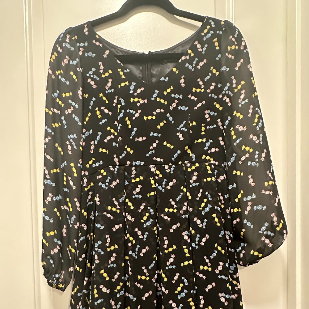 Cynthia Rowley Candy Print Dress, Black Long-Sleeves